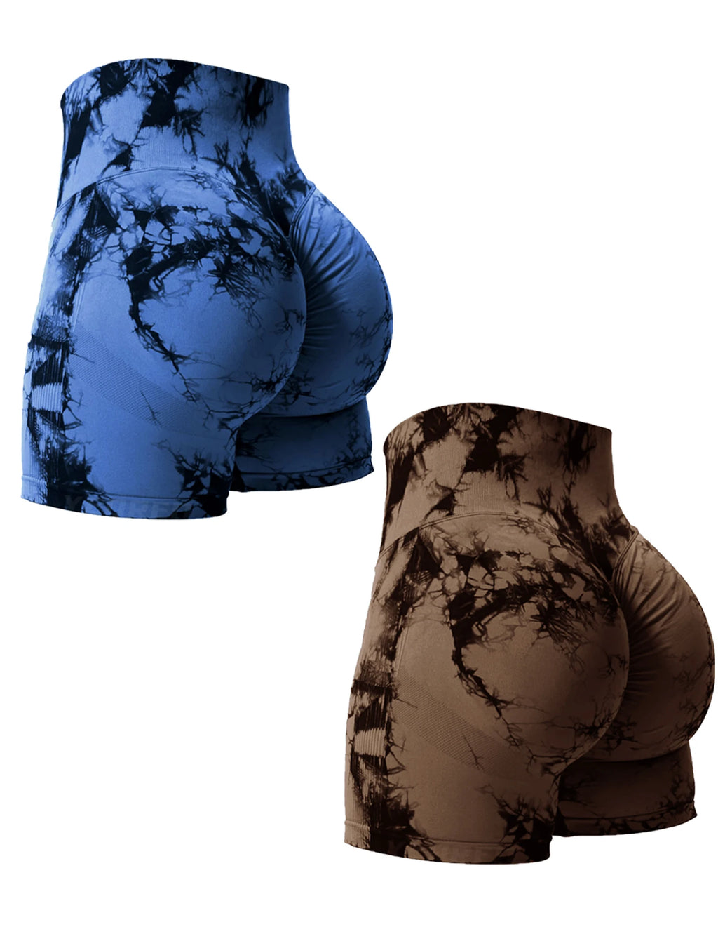 2PCS Tie Dye Lifting High Waisted Gym Shorts