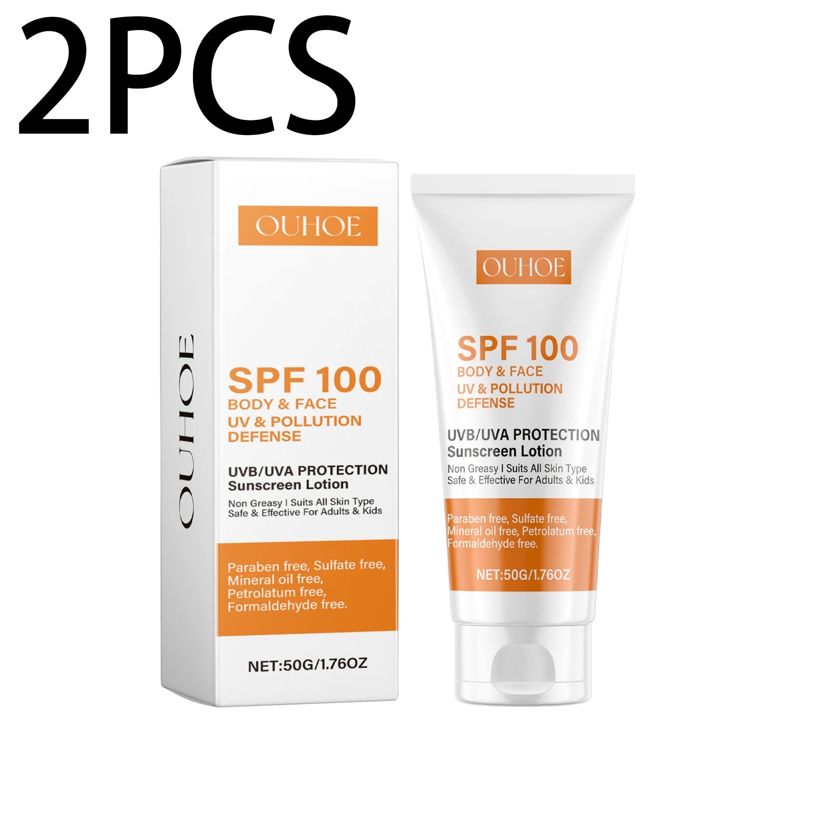 Face & Body Sunscreen Non-Greasy SPF 100+ Facial Sunblock UVA & UVB Protection Sunblocking Cream Anti Aging for Summer Beach