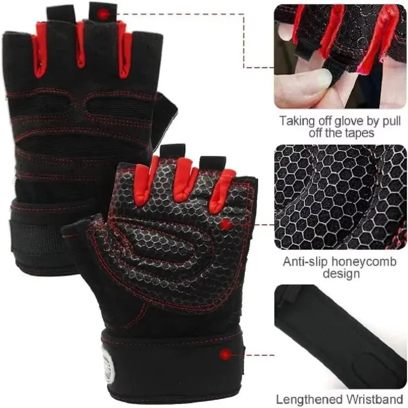 Gym Gloves for Men Women Fitness Weight Lifting Wristband Gloves Body Building Training Sports Exercise Cycling Glove Shockproof