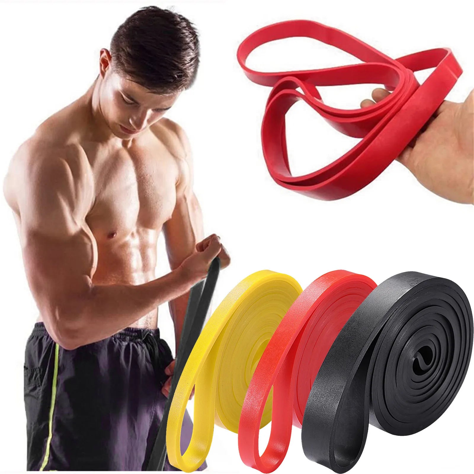 Resistance Bands Exercise Elastic Workout Strength Rubber Band Gym Fitness Equipment Training