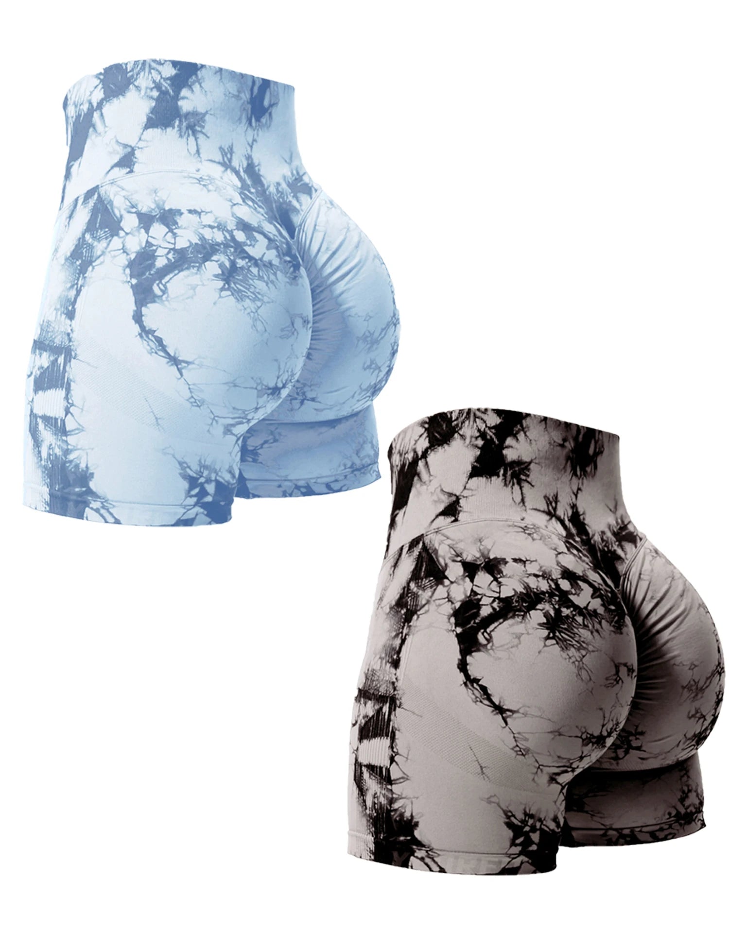 2PCS Tie Dye Lifting High Waisted Gym Shorts