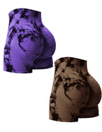 2PCS Tie Dye Lifting High Waisted Gym Shorts