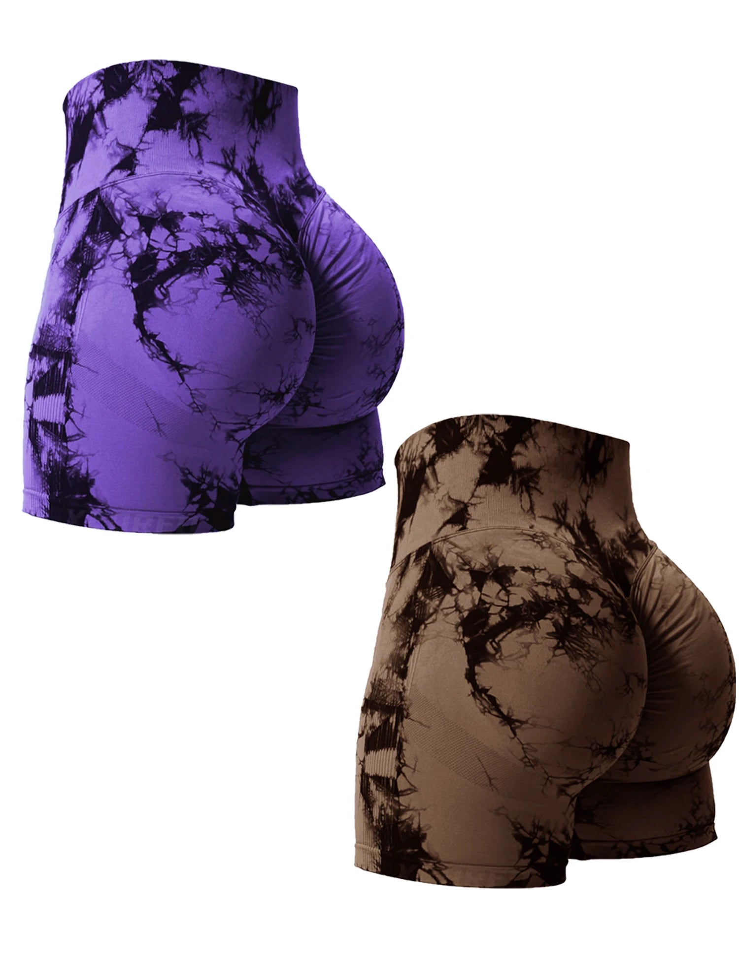 2PCS Tie Dye Lifting High Waisted Gym Shorts