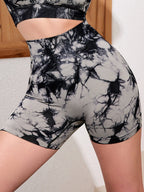 2PCS Tie Dye Lifting High Waisted Gym Shorts