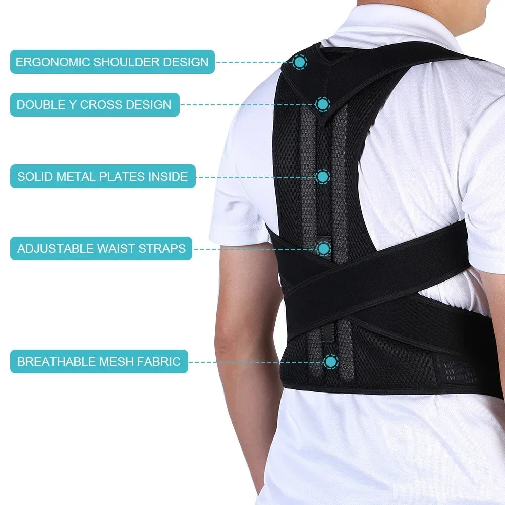 Reinforced Belt Lumbar Column Posture Corrector Vest  Adjustable Back Support Strap