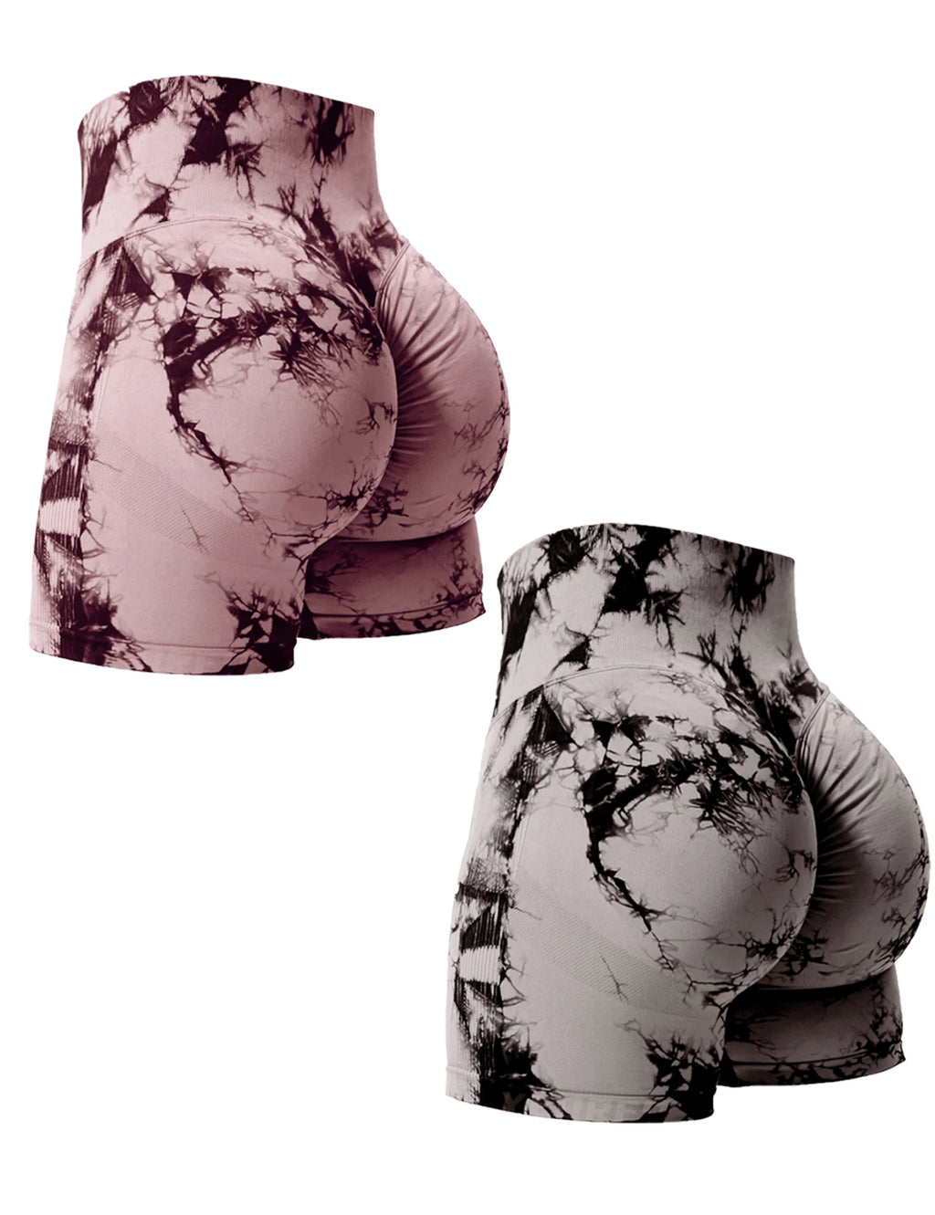2PCS Tie Dye Lifting High Waisted Gym Shorts